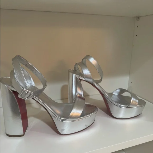 Louboutin Movida Sabina 130MM Silver Size 39.5 - Picture 3 of 12